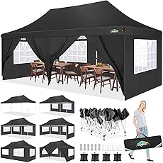 COBIZI 10x20 Canopy, Pop Up Canopy 10x20, Outdoor Wedding Party Tent, Commercial Tent, Waterproof Canopy Tent with 6 Sidewalls, All Season Outdoor Gazebos for Parties with Carry Bag, Event, Black