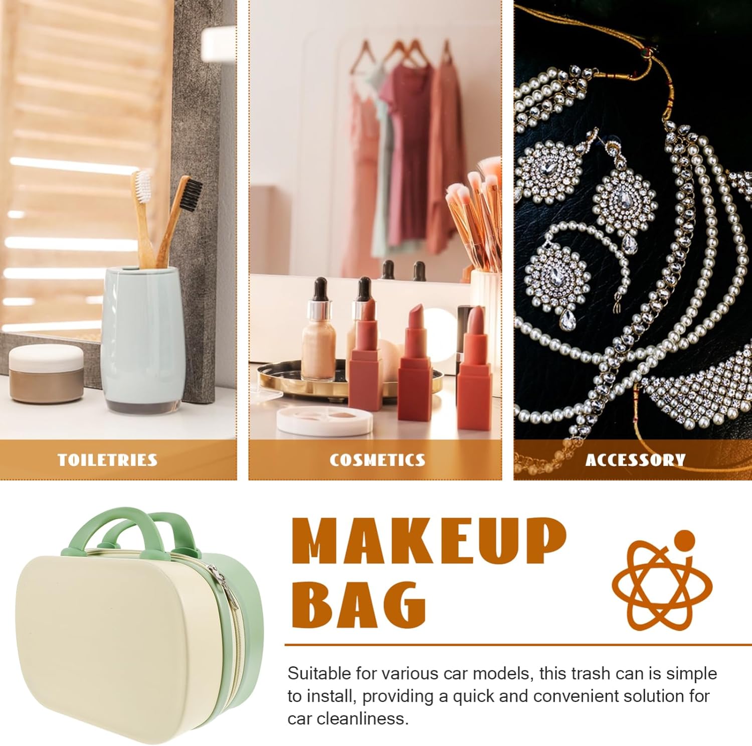 Portable Makeup Case Hardshell Travel Toiletry Bag Makeup Organizer Bag Mirror