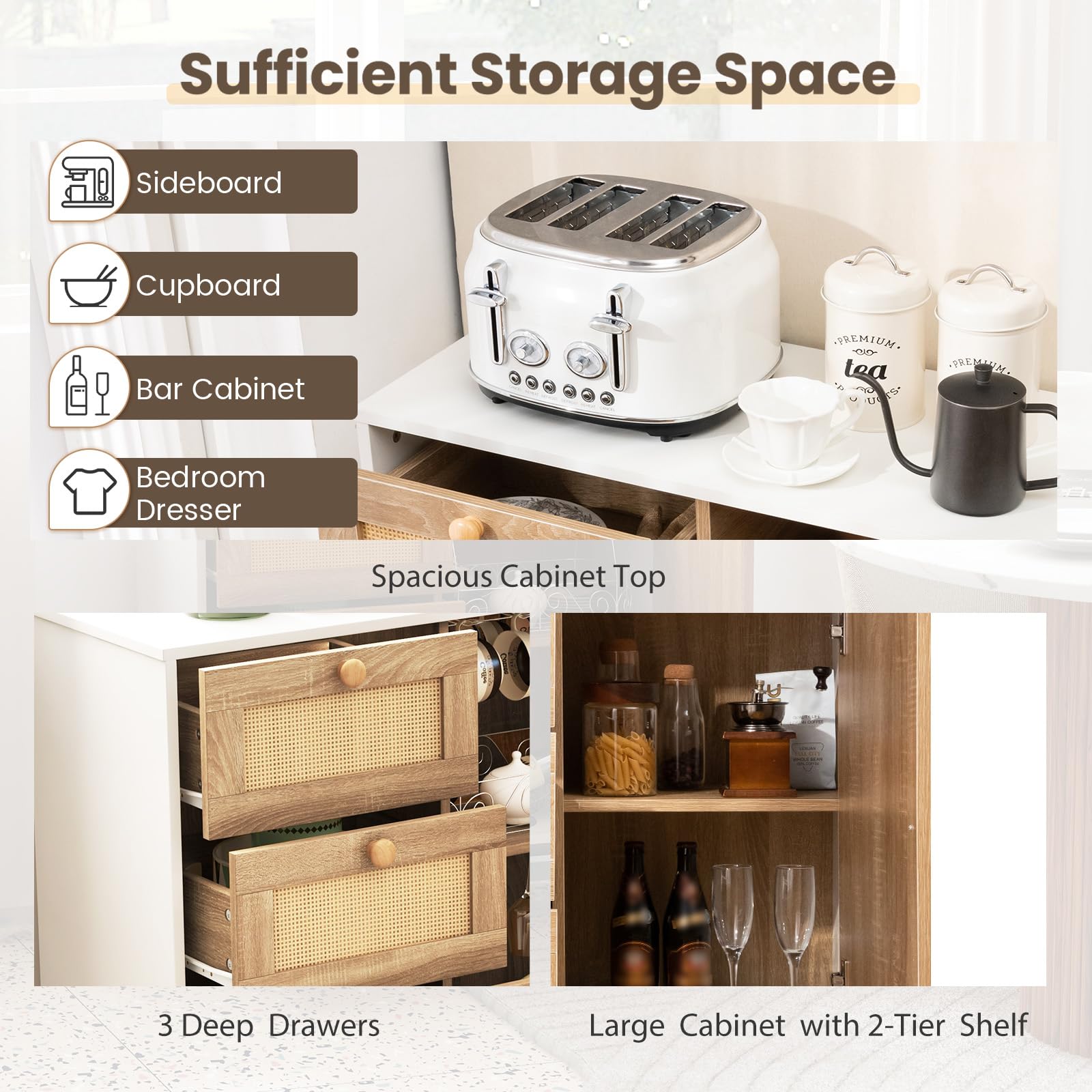 Natuur eiken dressoir met rotan schuifdeuren kopen? Slim gekozen Natuur eiken dressoir met rotan schuifdeuren kopen? Slim gekozen