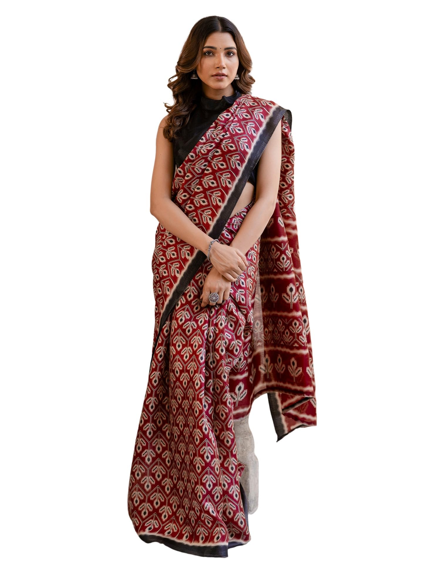 siril Women's Khadi Printed Saree With Unstitched Blouse-picture-18