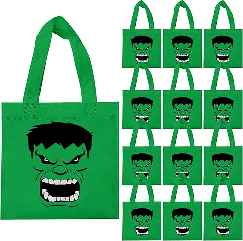 Miniatura 1 de Hbavfihnbg 20 bolsas de regalo de Hulk para fiestas de cumpleaños, bolsas de regalo reutilizables no tejidas de Hulk con asas para decoración de