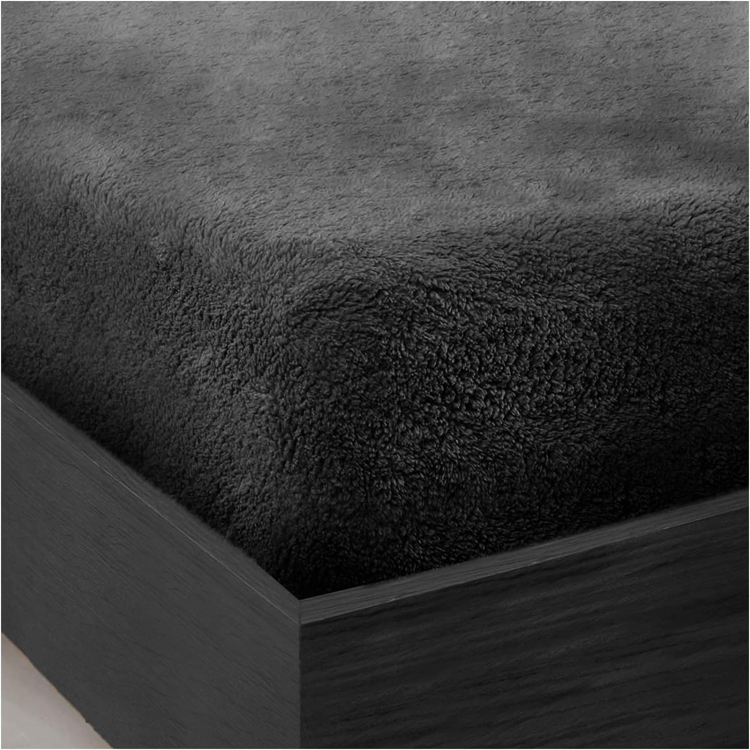 GC GAVENO CAVAILIA Teddy Bear Fleece Single Fitted Sheet - Single Bed Sheets Plain Thermal Warm Soft Cuddly Fluffy Bedding - Charcoal