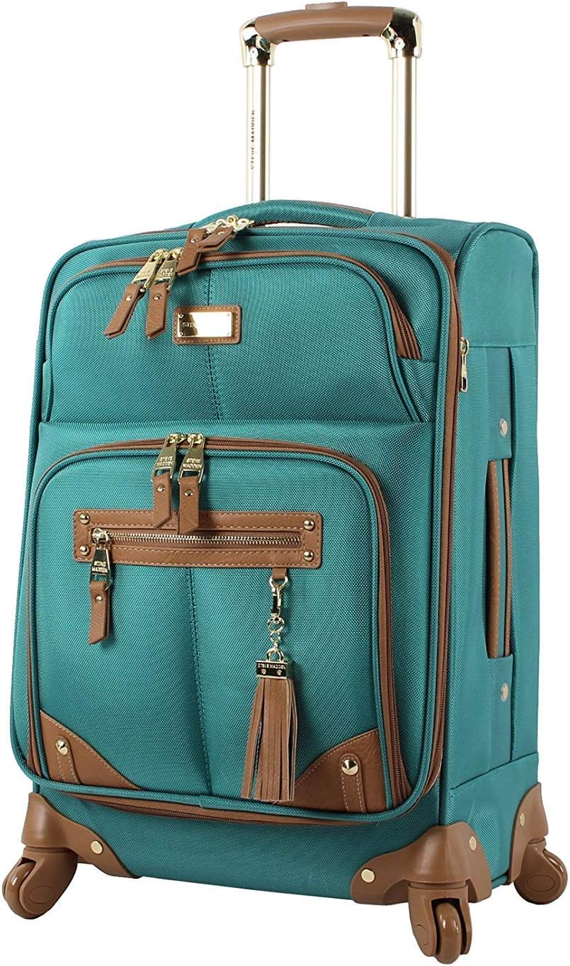  | Steve Madden Designer 20 Inch Carry On Luggage Collection - Lightweight Softside Expandable Suitcase for Men & Women - Durable Bag with 4-Rolling Spinner Wheels (Harlo Teal Blue) | Carry-Ons