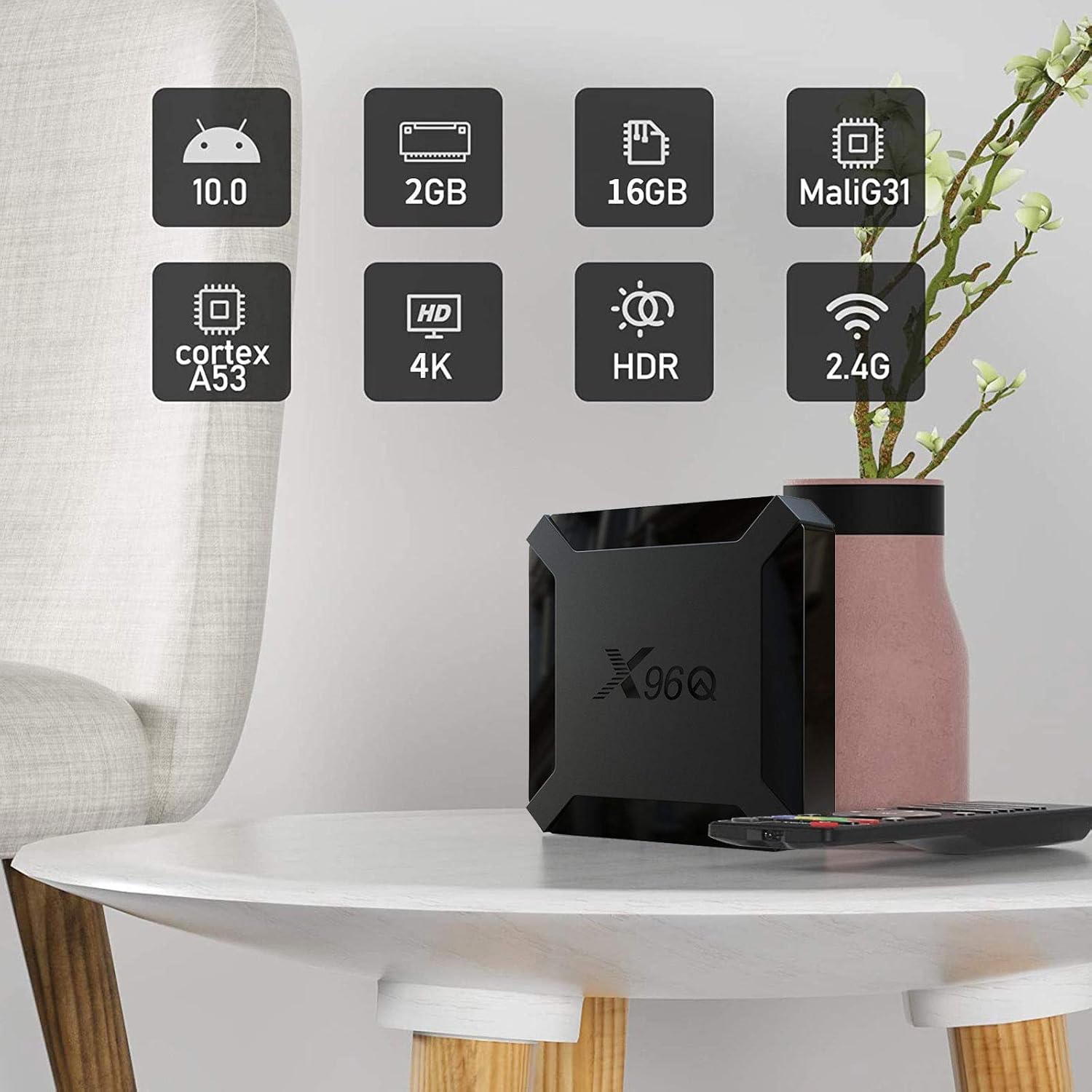 Box Android TV 4K X96Q Android TV Box 2GO RAM 16GO ROM Box Android 10.0 Wifi 2.4G H313 Quad Core X96Q Mini Multimedia Player x96q Android TV Box