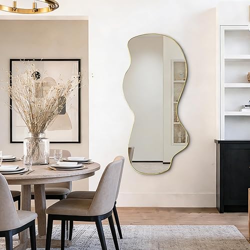 Miniatura 16 de POZINO Espejo irregular, espejo asimétrico sin marco de 47.2 x 21.6 pulgadas, espejos de pared abstractos, modernos espejos de forma extraña para