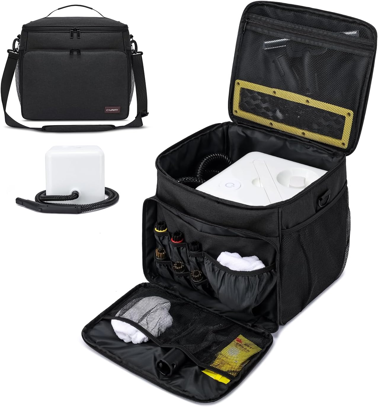 Steam Cleaner Storage Bag Compatible with Dupray Neat Steam Cleaner, Portable Organizer for Home Cleaning Supplies, Adjustable Carrying Bag with Pockets for steam Cleaner Accessories, Black (Bag Only)