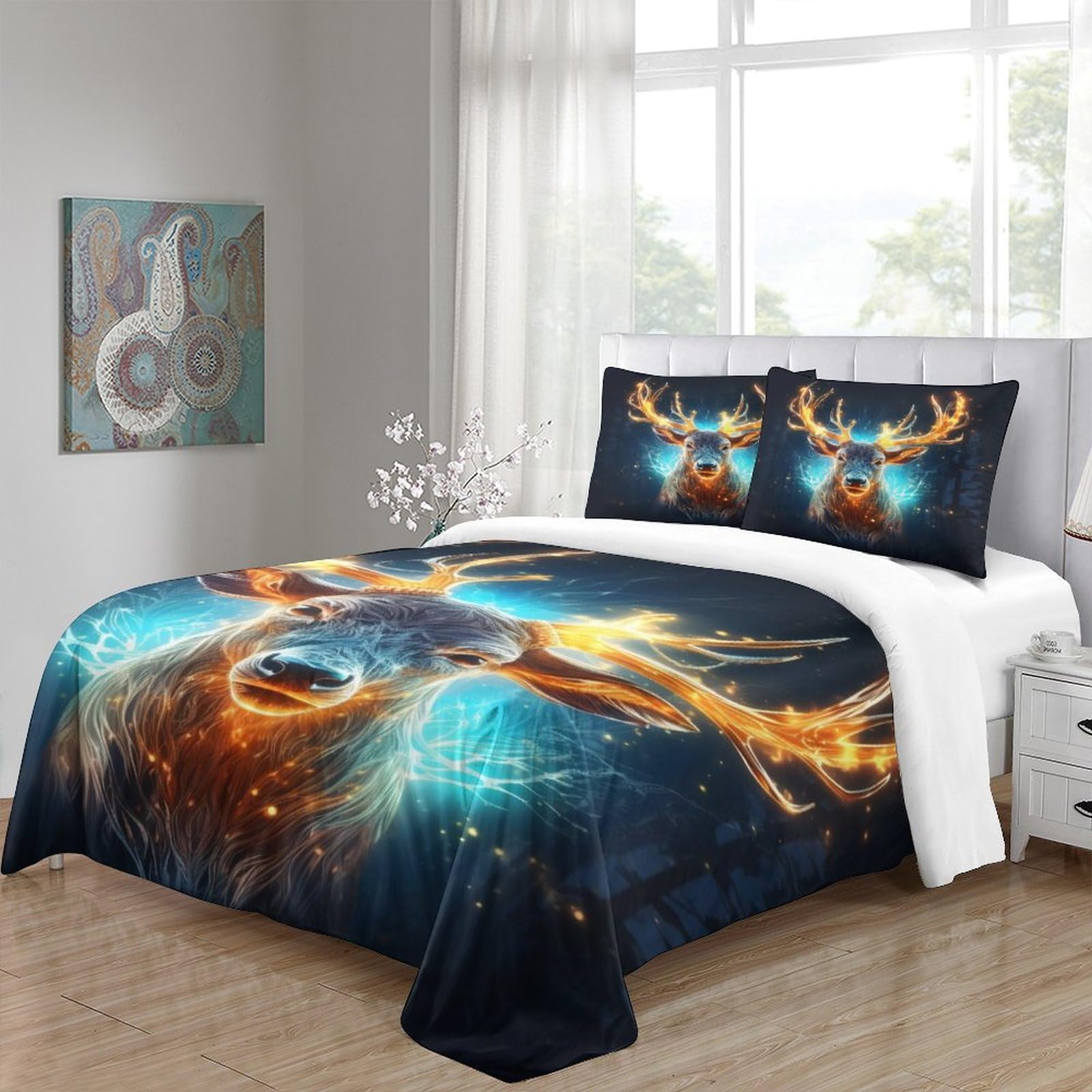 Stampato in 3D Pronipote tibetano Copertina Stampata Microfibra Disegnata Set Di Biancheria Da Letto Cura Facile Con 2 Federe,Double（200x200cm）, Per Adolescenti E Adulti