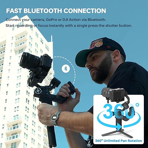 Miniatura 5 de FeiyuTech SCORP Mini 3 Pro cámara cardán con rastreador de IA, mango remoto desmontable todo en uno, estabilizador de cámara, para