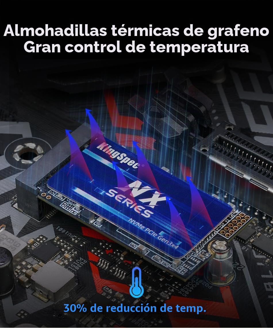 Kingspec 512GB M.2 2242 NVMe SSD - Velocidad de Lectura de hasta 3500 MB/s, M.2 PCIe 3.0 SSD 3D NAND Flash, Compatible con PC/Desktop/Laptop