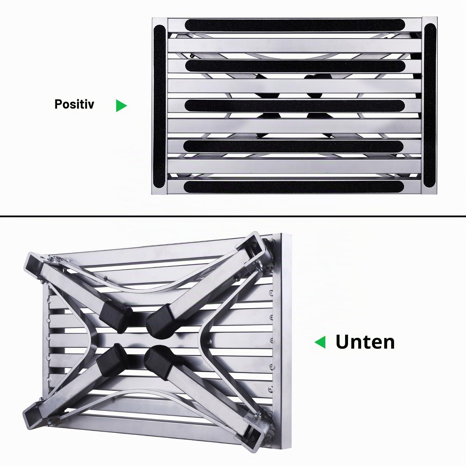HDM 47x30x23cm Aluminium Klapptritt Trittleiter 1 Stufe Arbeitsplattform Max Belastung 150 kg für Küche,Bad,Camping und mehr, faltbar Hocker Leiter mit Anti-rutsch Matte