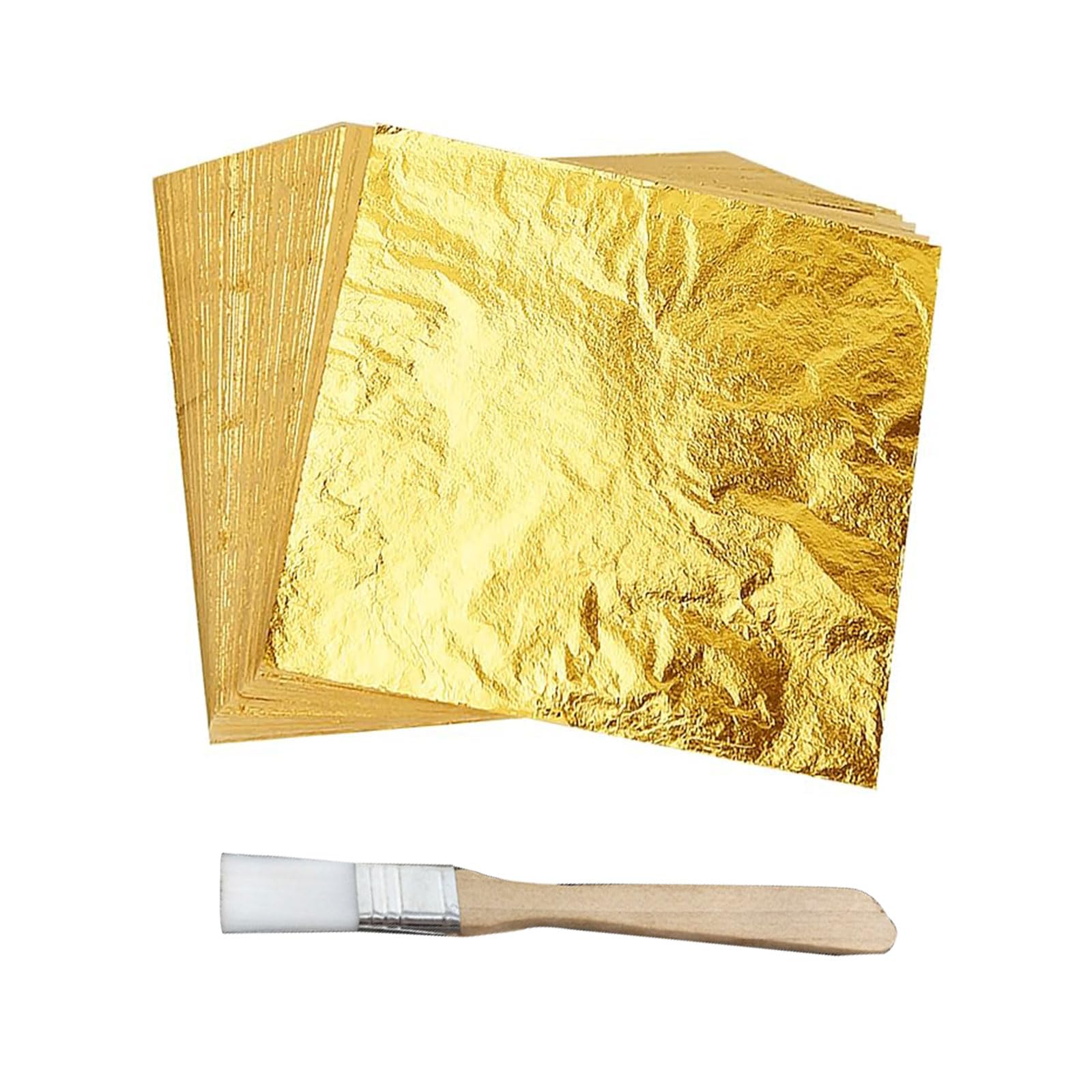 100 Feuilles Or Imitation 8x8,5cm - Dorure DIY Pour Déco Et Artisanat