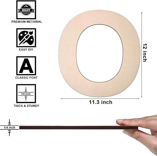 Vista 57 de Símbolo de madera de 12 pulgadas y letra grande de madera sin terminar de 1/4 de pulgada de grosor para manualidades, decoración de pared del hogar