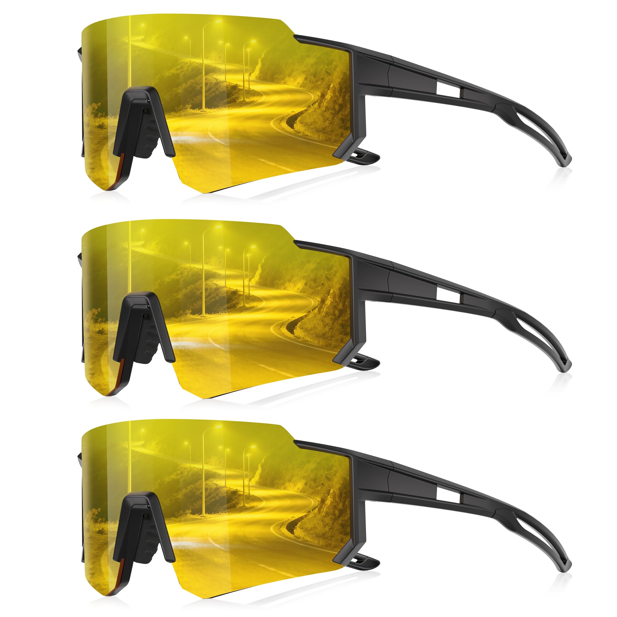 Paquete de 3 lentes de sol polarizados para hombres y mujeres, lentes de sol deportivos para hombre con protección UV400 para béisbol, ciclismo, correr
