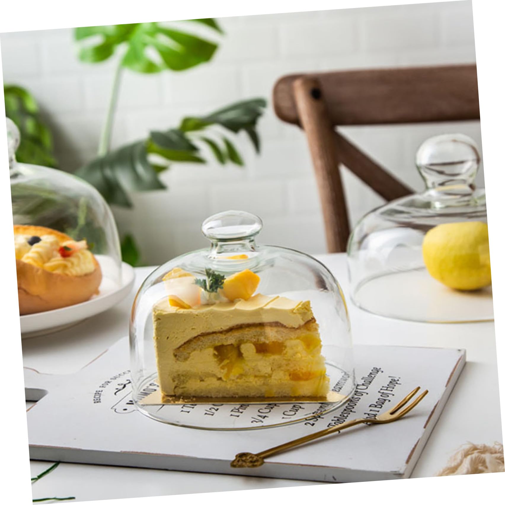 VALICLUD Copertura Trasparente in Vetro per Torta Cupola Rotonda e Manico per Protezione Alimenti, Pratica per Esposizione e Conservazione di Dolci