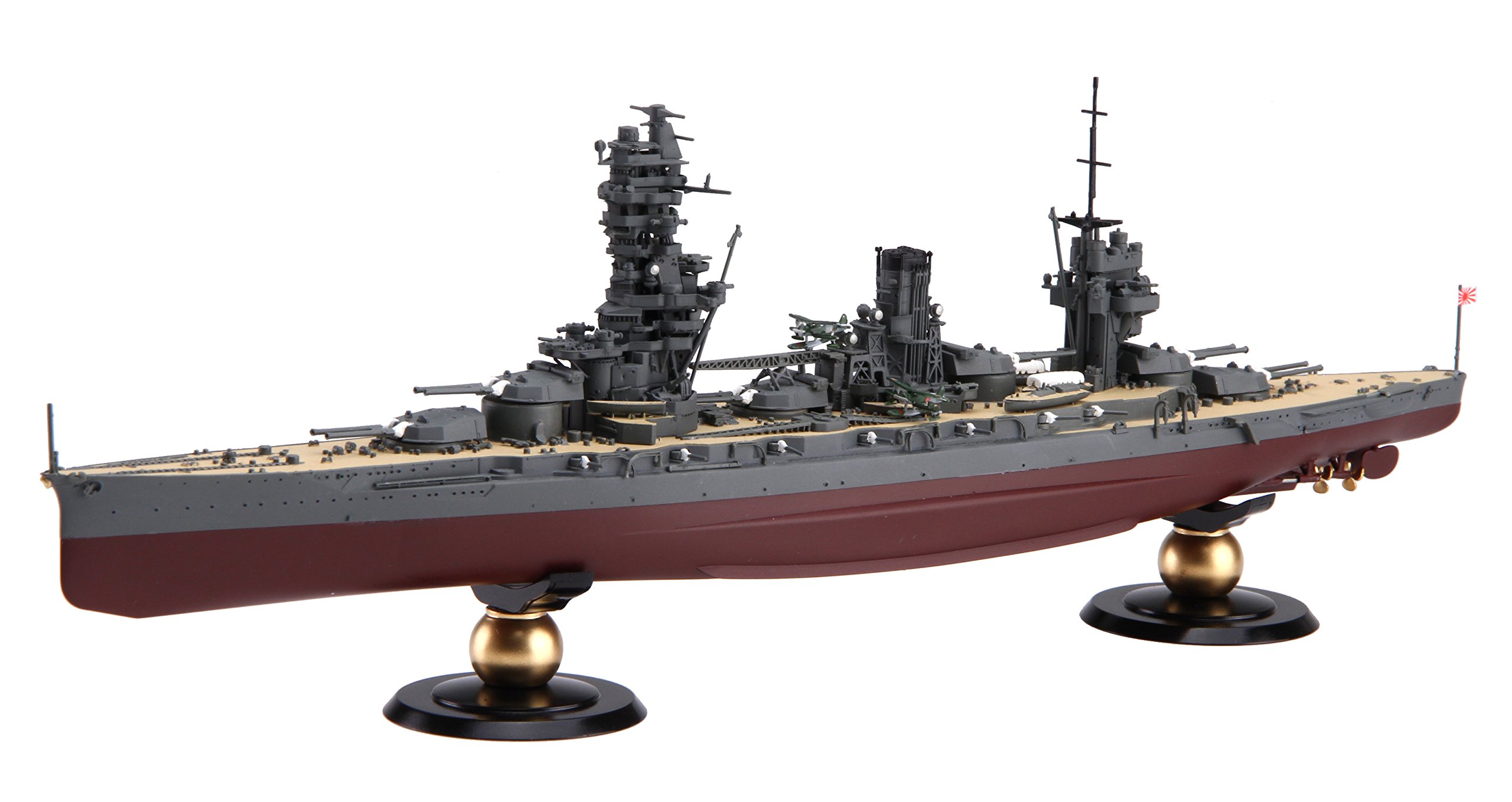 Assembled Fujimi 1/700 Japan Navy Battleship Fuso model on display stands
