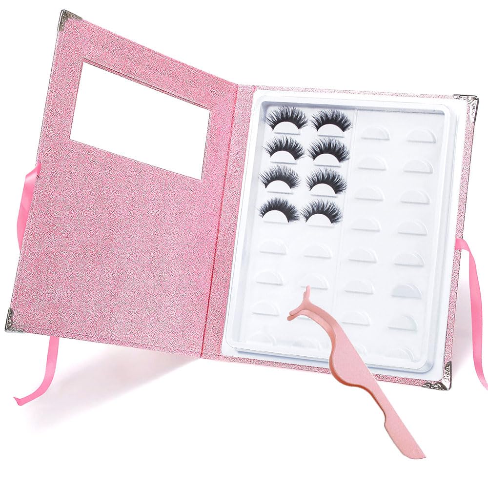 False Eyelash Organizer and Storage Case with Tweezer Portable Lash Book