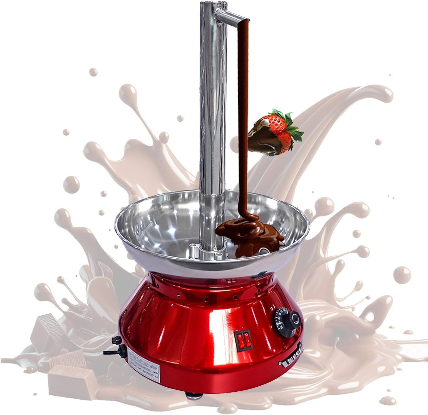 Electric Chocolate Fondue Fountain Machine for Parties, Commercial Faucet Model Chocolate Waterfall Machine, Stainless Steel Melting Chocolate Machines for Home/Commercial(Red)