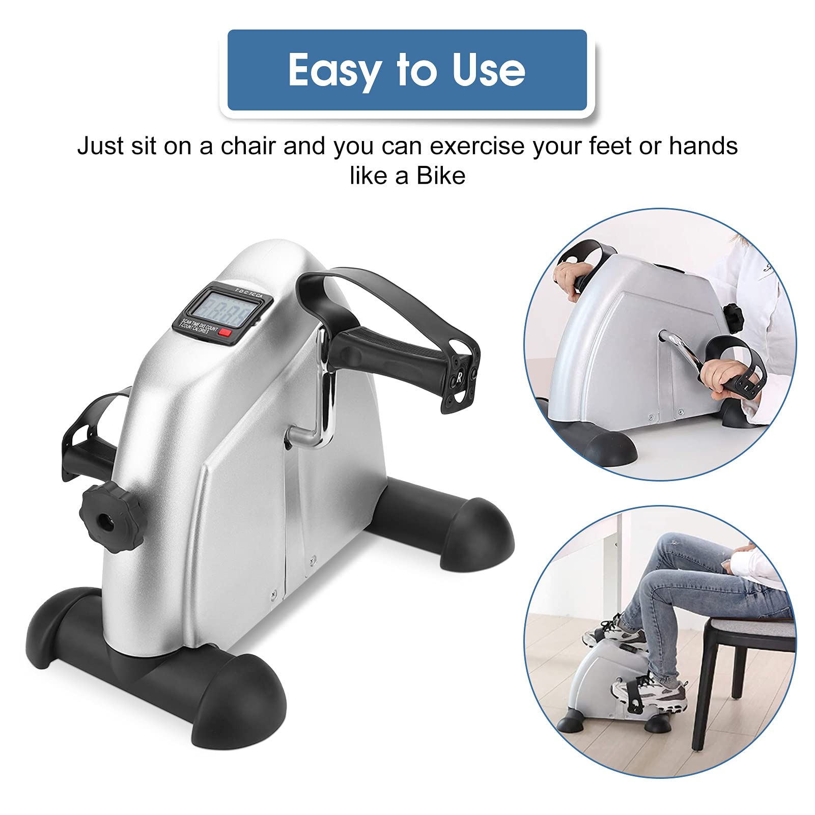 Computer Exercise Machines Home Cardio Equipment Portable Pedal Exerciser With LCD Monitor - Arm ...