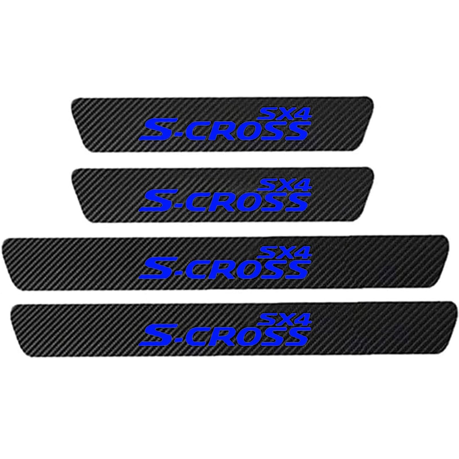 KAFMZEP Car Door Sill Protector for Suzuki SX4 S-Cross 4PCS Car Door Sill Scuff Plate Carbon Fiber Stickers Accessories,Blue