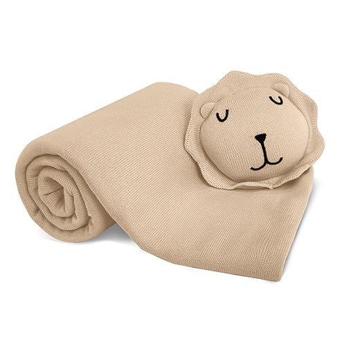 YOYI YOYI Manta de algodón de punto de seguridad para bebé 2 en 1, manta de 27.5 x 27.5 pulgadas, manta de cama de bebé, regalo de bebé para niños y