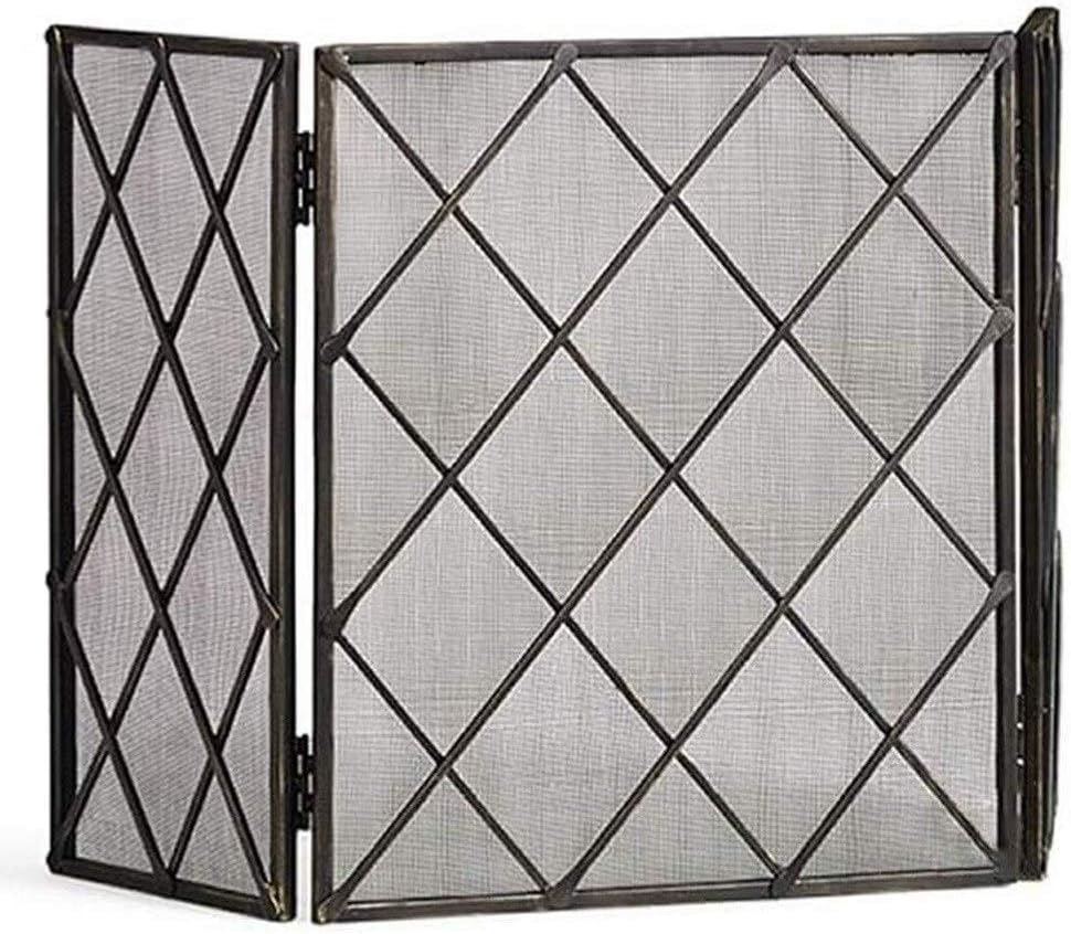 3-Panel Fireplace Screen, Large Fire Safe Guard with Mesh, Spark Protector for Wood Burning & Gas Stoves, Freestanding Fire Barrier for Living Room & Outdoor Grills