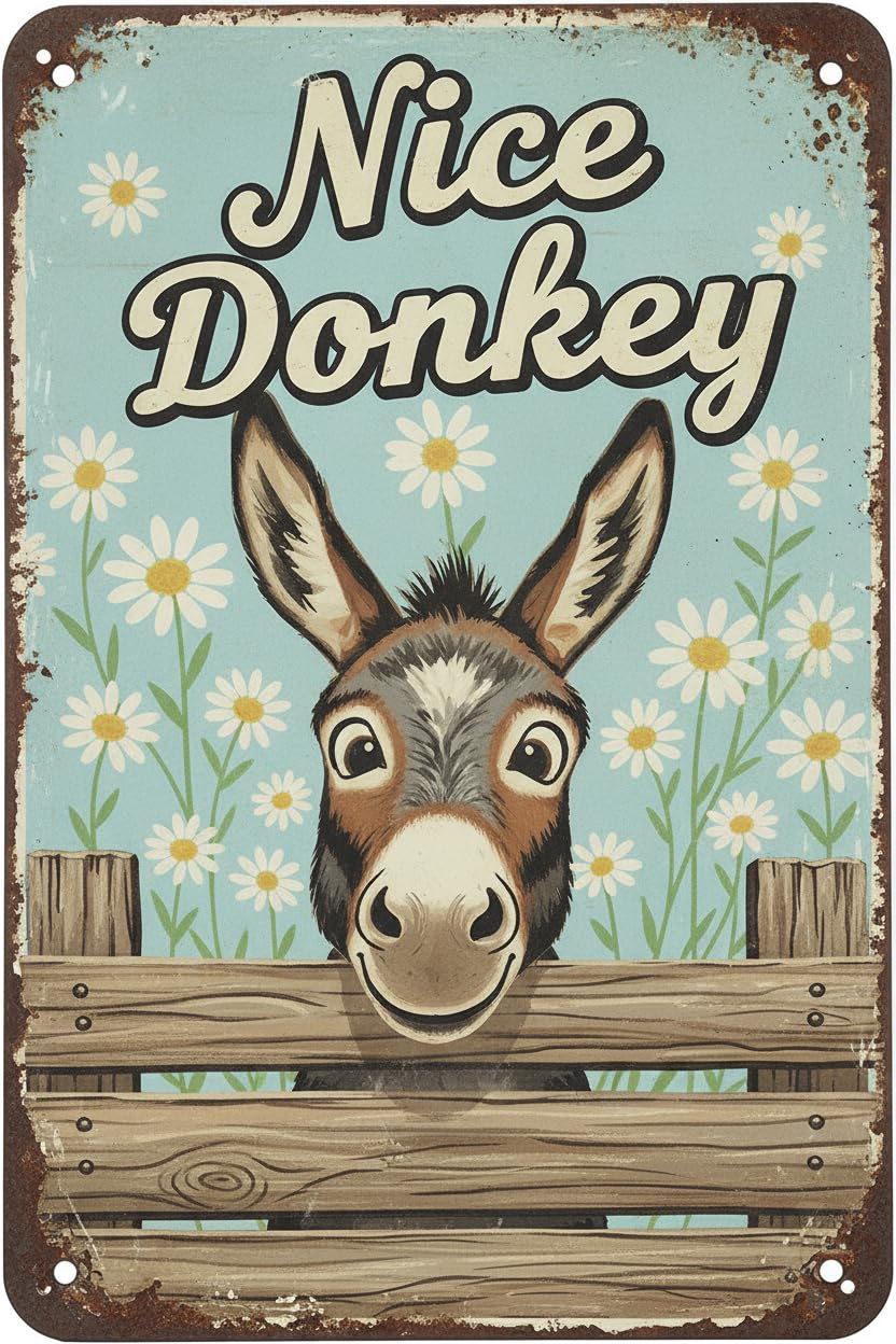 Funny Donkey Bathroom Metal Sign for Bathroom Office Home Farmhouse Restroom or Other Places 8x12inch