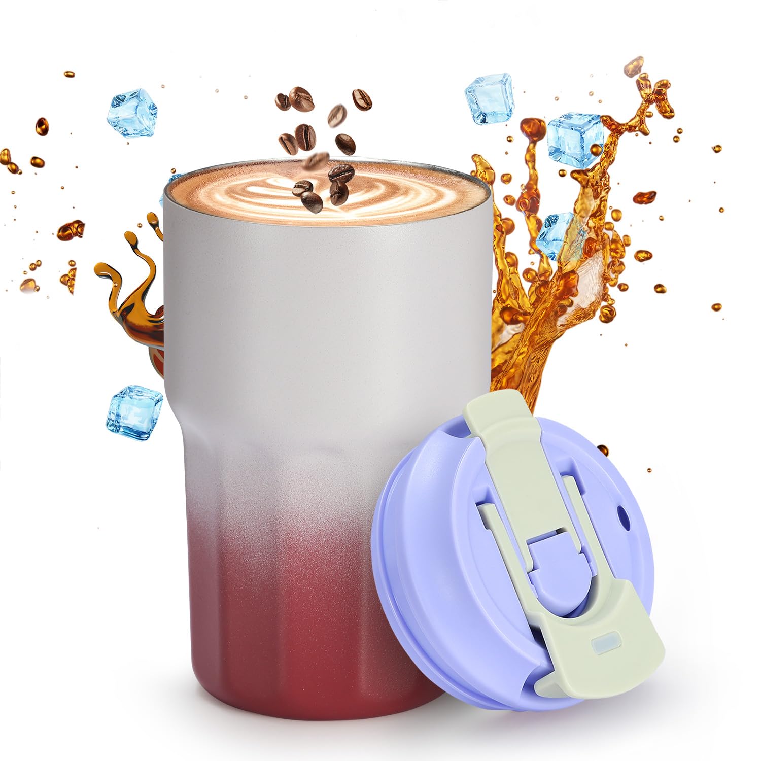 16 Oz Travel Coffee Mug Leak Proof Portable Coffee Tumbler Reusable Double-Wall Stainless Steel Vacuum Insulated Coffee Cups