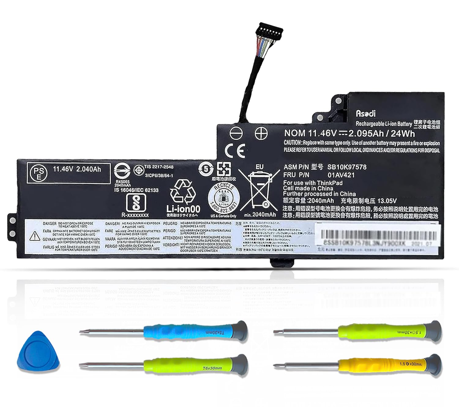 ASODI 01AV421 01AV419 T470 T480 Laptop Battery for Lenovo ThinkPad A475 A485 TP25 Series 01AV420 01AV489 SB10K97576 SB10K97577 SB10K97578 Internal Battery 11.46V 24Wh/2095mAh