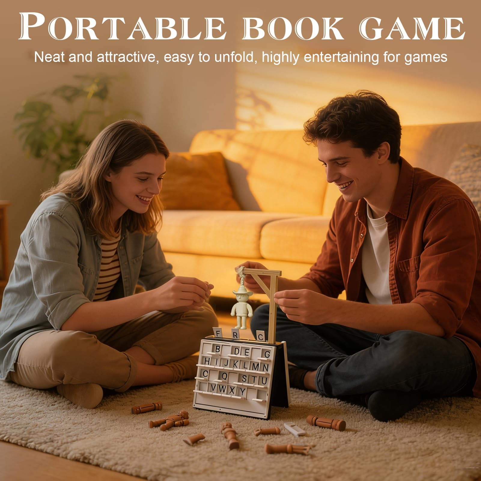 Juego de Hangman,Ahorcado Juego de Mesa,Juegos Palabras Portátil,Forma Libro,Juegos Ahorcado para Adultos Mujeres Hombres — view 6