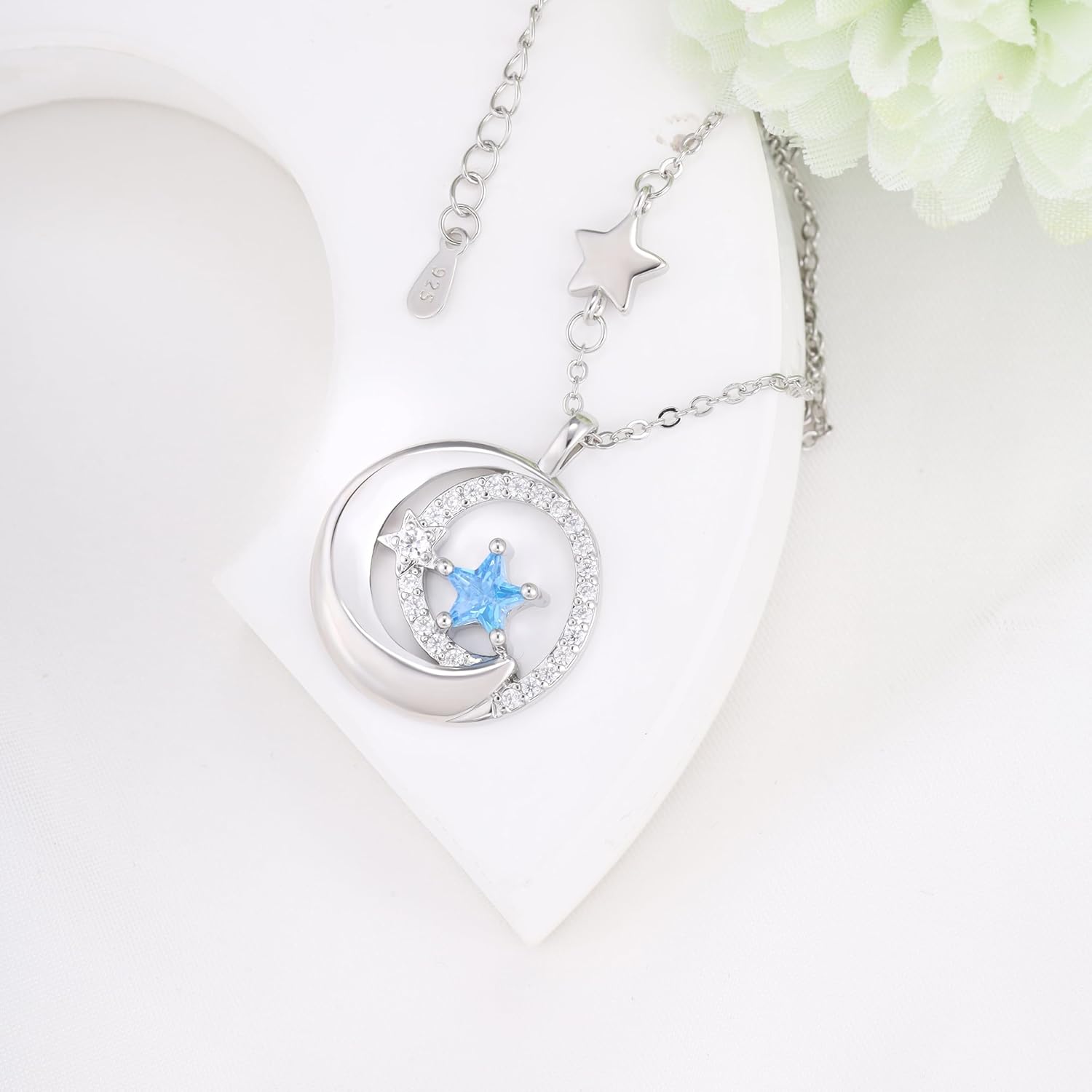 Sterling Silver Star Necklace for Women - Adjustable Star-Shaped Pendant Necklace Hypoallergenic Cubic Zirconia Sparkle Stars Charm Necklaces Gifts for Teens Daughter Granddaughter - Image 4