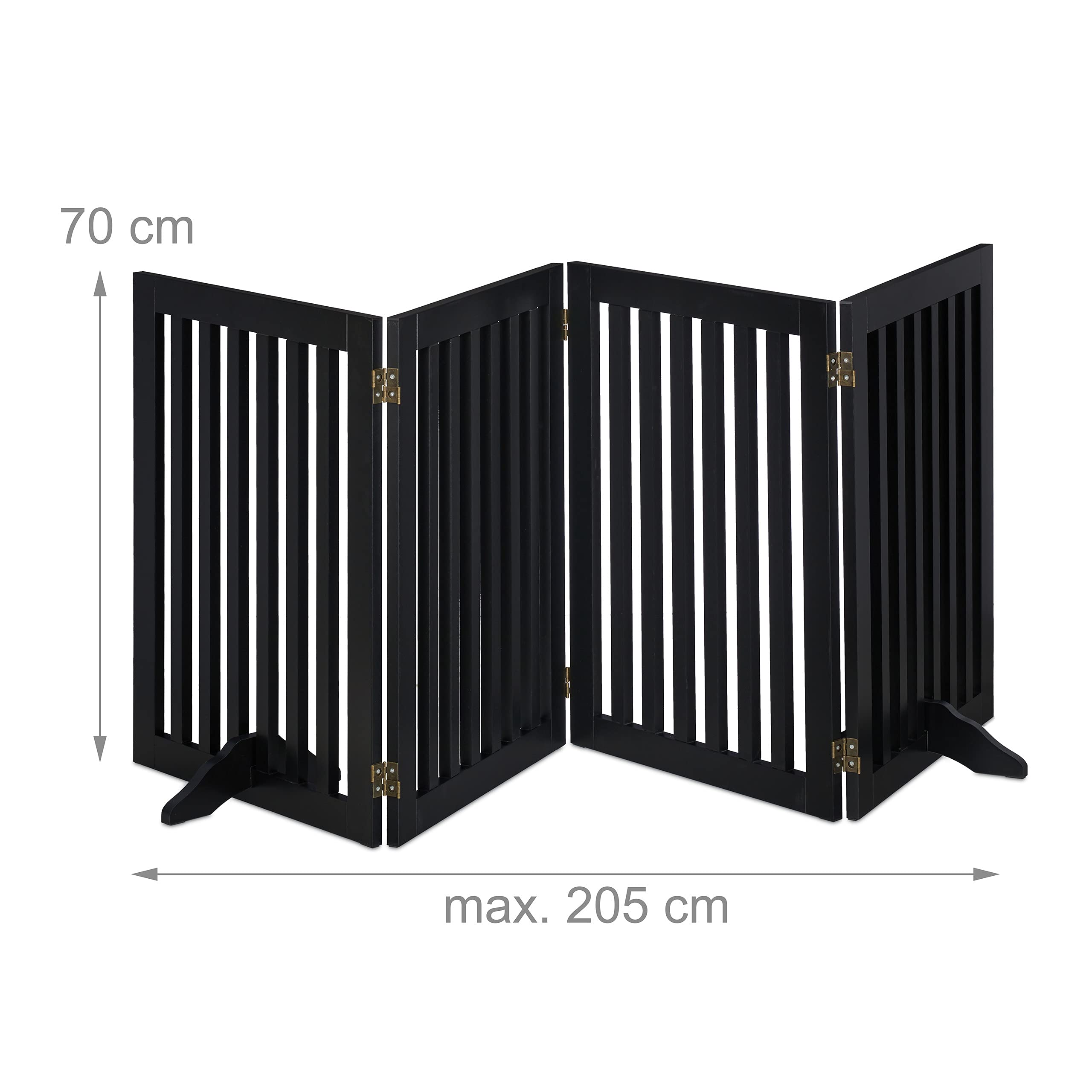 Relaxdays Barrera Seguridad Niños, Valla Protectora Plegable, 70 x 205 cm, Cerca Perros y Mascotas, con Patas, Negro