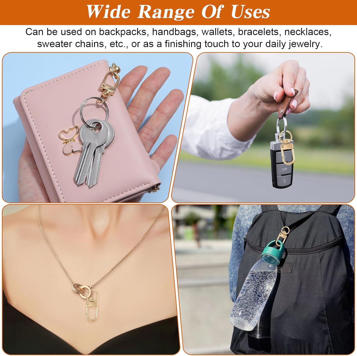 Xindojuz 30 PCS Metal Lobster Claw Clasps for Keychains and Jewelry Making, 360° Swivel Lanyards Snap Hooks Strap with Key Rings, Key Chains Connector Purses Straps Bag Charm DIY Accessories (Gold) - Image 5