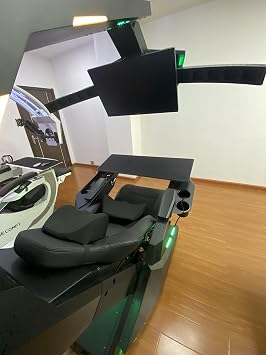 Imperatorworks R1 Pro Black Racing PU Gaming Chair Computer Cockpit Gaming Workstation with Massage and Speakers Starlight RGB Support 3 Monitors Distance Adjustable