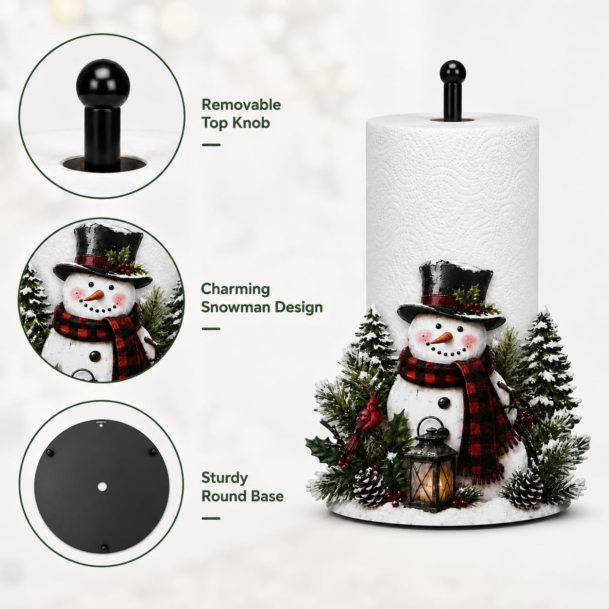 Christmas Paper Towel Holder, Santa for Christmas Bathroom Kitchen Decor image 2