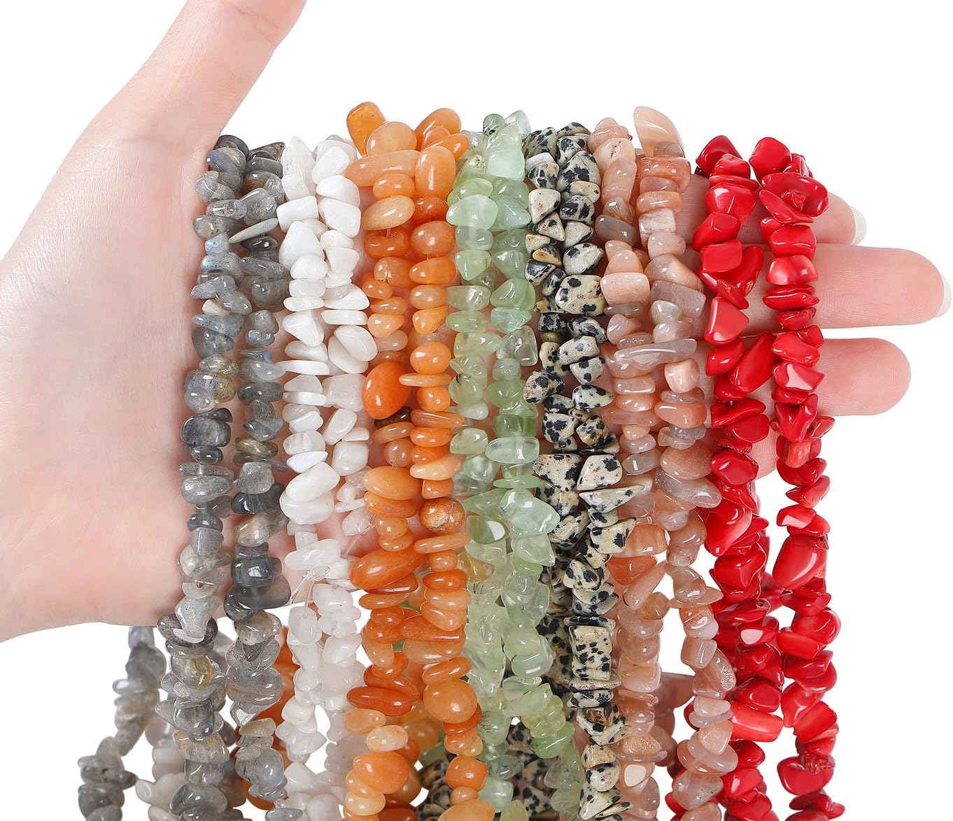 LAIDANLA Prehnite 400pcs Natural Chip Stone Beads 5-8mm Healing Crystal Irregular Gemstones Drilled DIY Loose Rocks Bead Crystal for Bracelet Earrings Necklace Jewelry Making Crafting - Image 3