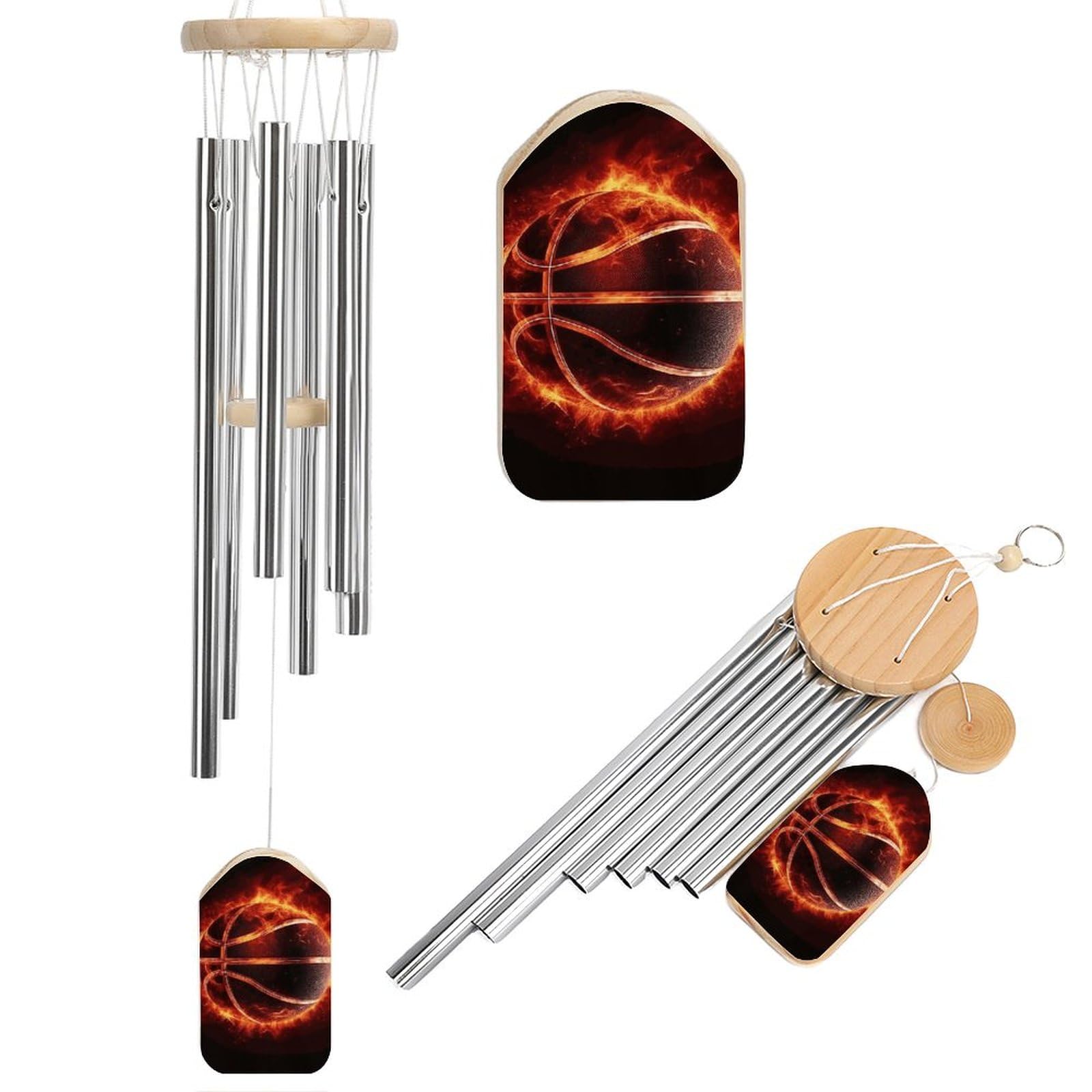Carillon éolien basket-ball cadeau idéal pour fan de sport et jardin