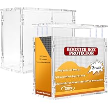 2 Pack Acrylic Booster Box Display Case with Magnetic Splicing Lid 6mm Extra Thick Clear Protector Stackable UV Protection Storage Container for Collectors Fits Standard Sealed TCG Boxes 3.1x4.8x5.4in