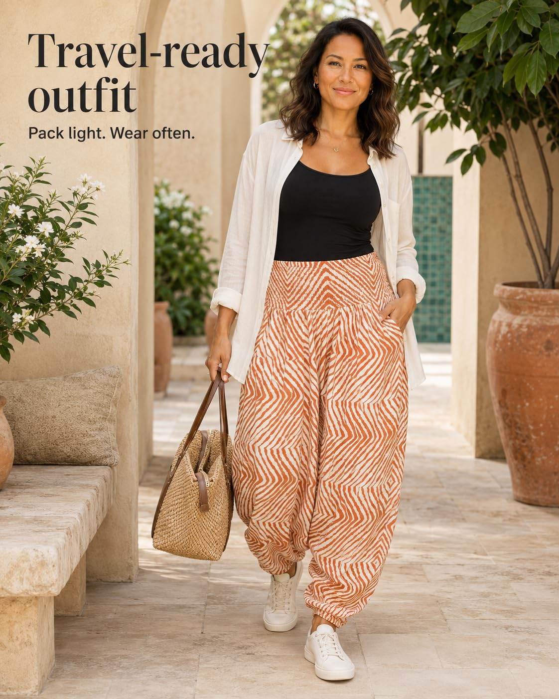 likemary Harem Jumpsuits for Women Pulls Down into Harem Pants with Pockets - 2 in 1 Comfy Pants & Strapless Tube Top Romper