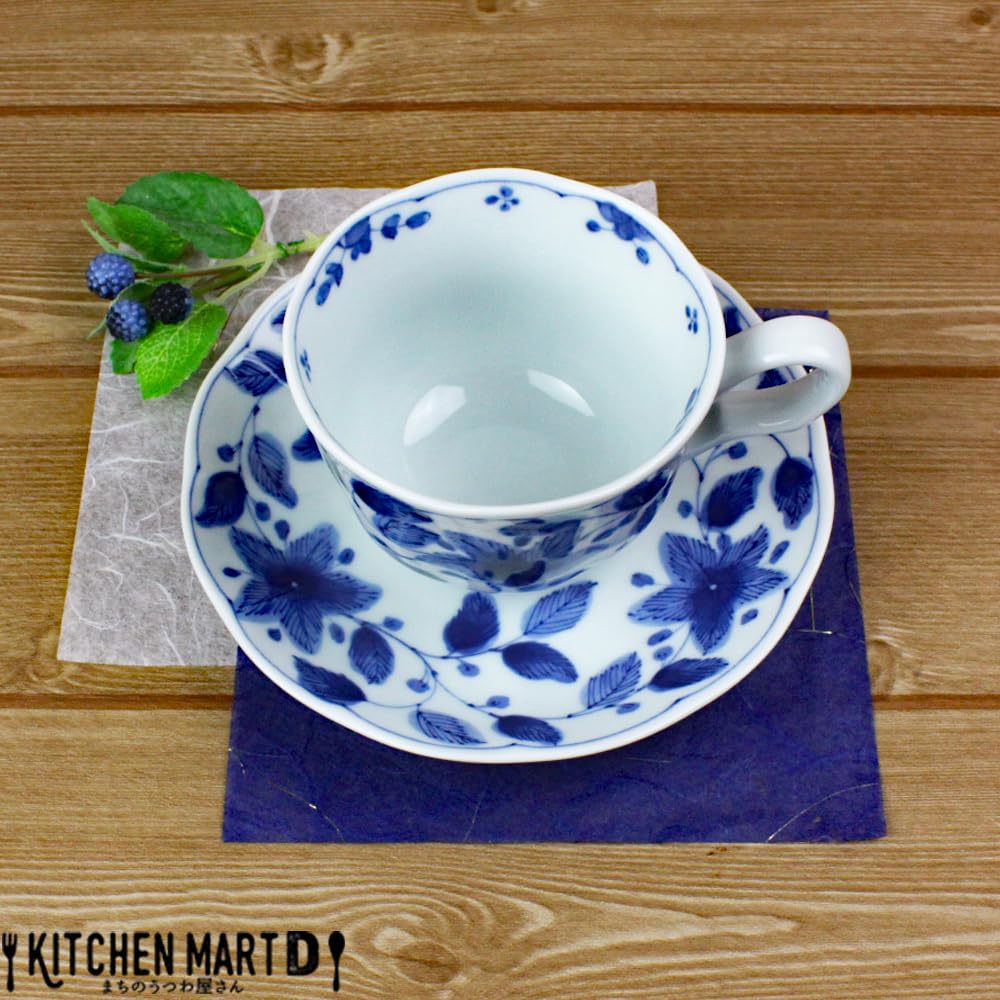 Amazon | 藍凛堂 染花絵 カップ＆ソーサー セット 約230cc | KITCHEN