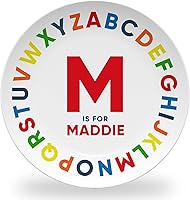 Vista 2 de Tiny Expressions - Placa personalizada del alfabeto con nombre personalizado y diseño colorido ABC Sin BPA Apta para lavavajillas