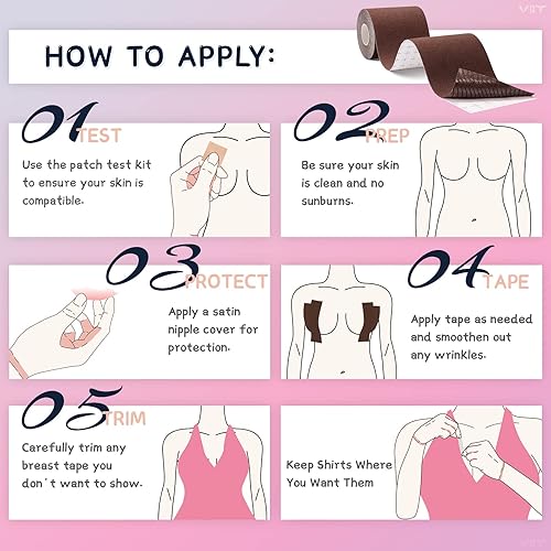 Miniatura 4 de Cinta adhesiva para pechos, reemplaza tu brasier instantáneo, adecuada para A-G, cinta Bob para levantamiento de senos con 1 cinta de levantamiento
