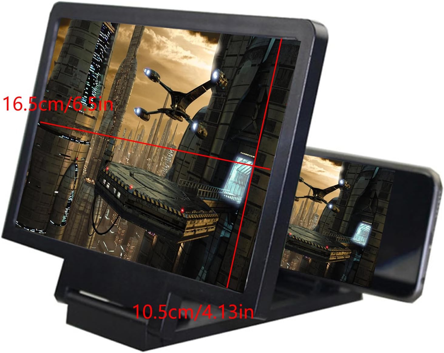 3D Cellphone Screen Magnifier, 3X Video Amplifier Stand Bracket for Smartphone, Folding ABS PVC Optical Device, 18.3x14.3cm