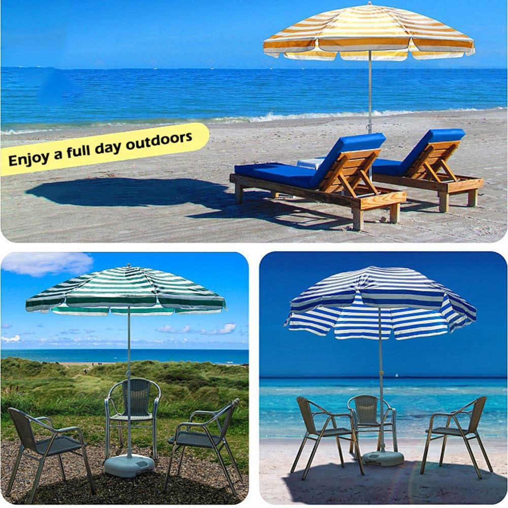 Ombrellone da esterno a righe per patio, giardino, spiaggia, con 8 stecche, altezza regolabile, ideale per pesca, mercato, picnic (verde)