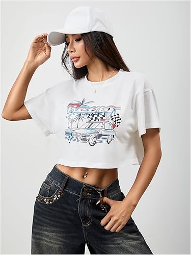 Miniatura 5 de SweatyRocks top corto bordado manga corta para mujer