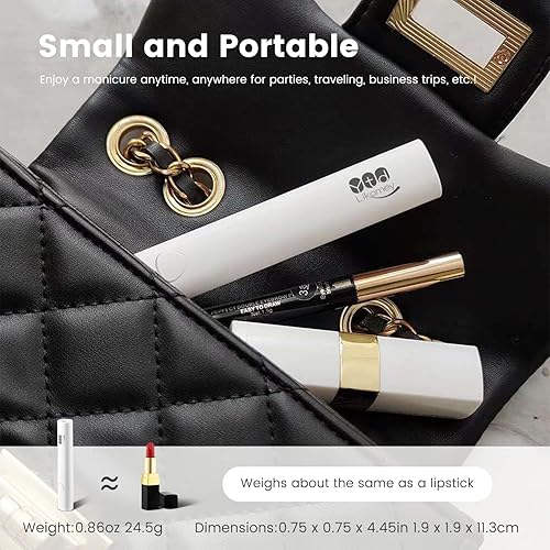 Miniatura 8 de YTD Likomey Lámpara LED UV de mano para esmalte de gel, mini luz blanca de secado rápido con soporte plegable, recargable inalámbrica portátil para