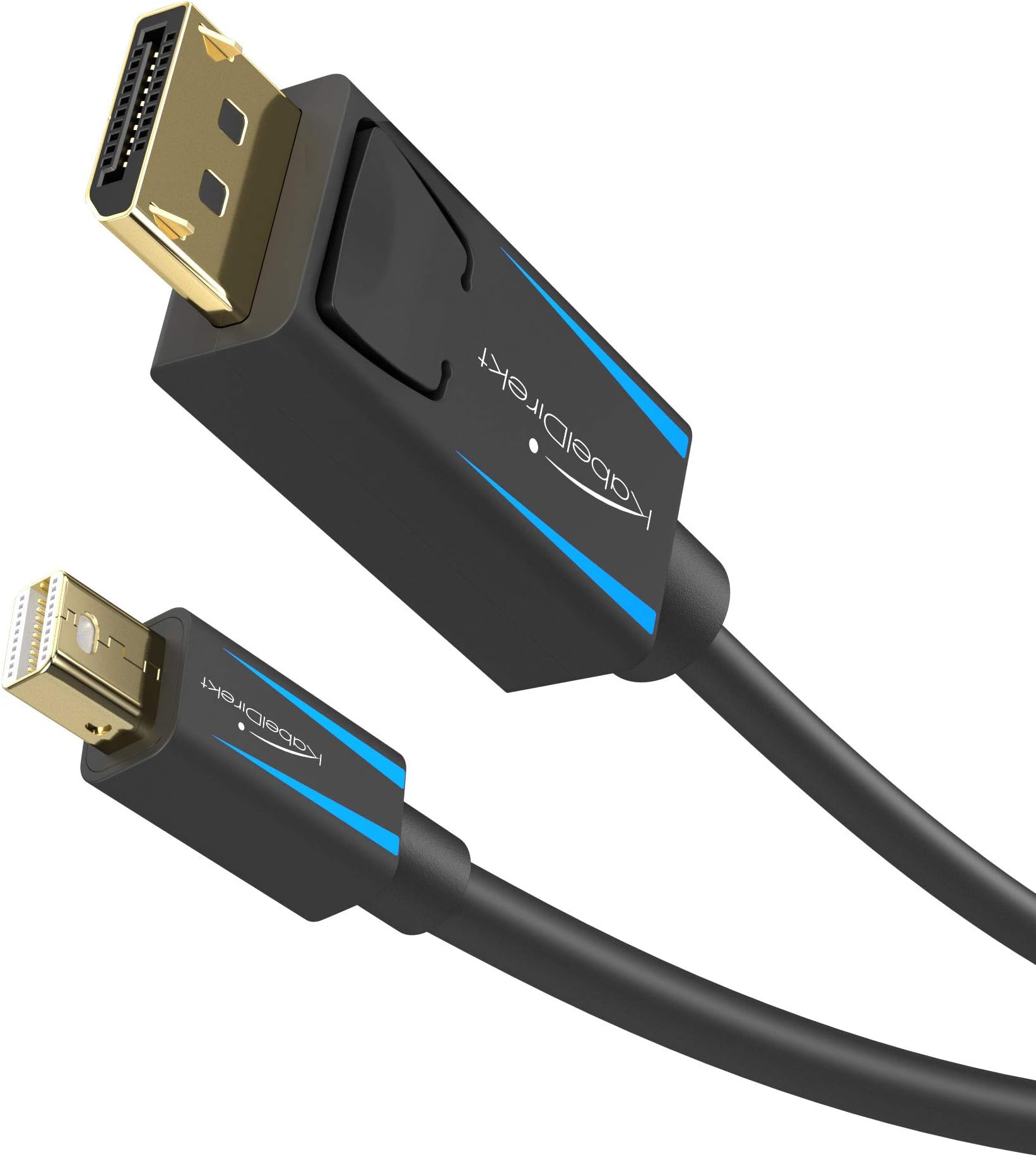 KabelDirekt – Mini DisplayPort (Thunderbolt) to DisplayPort cable (Mini DP to DP) – 1m – (UHD with 4K / 60Hz, Version 1.2, for PC & Mac, DP male connector with locking feature, black) – TOP Series