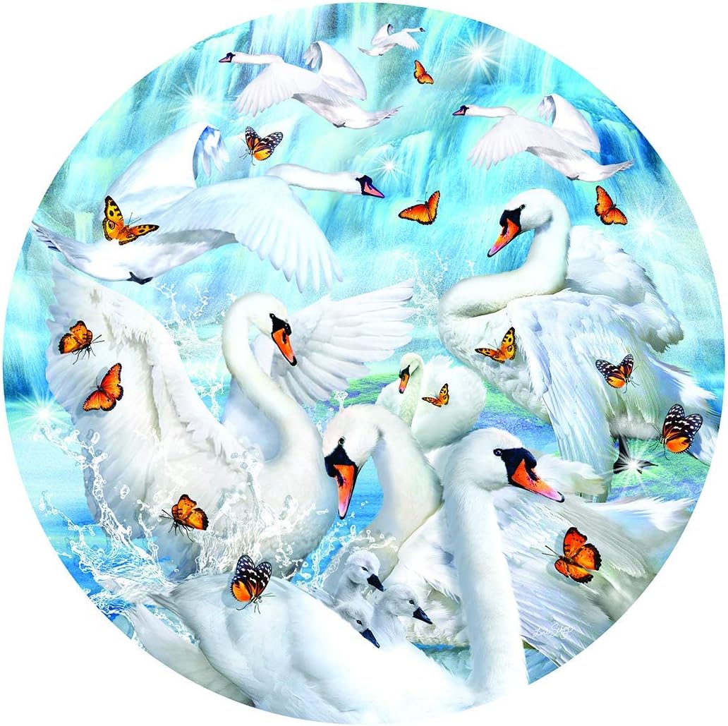 SUNSOUT INC - Swan Waterfall - 1000 pc Round Jigsaw Puzzle by Artist: Lori Schory - Finished Size 26" rd - MPN# 35134