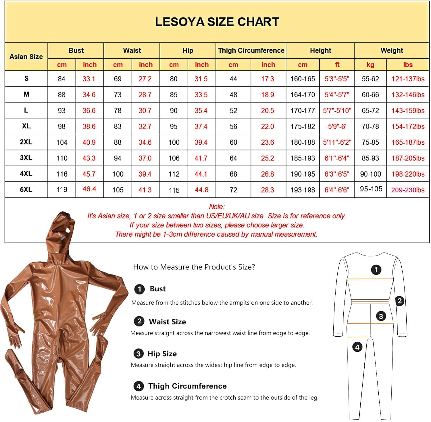 LESOYA Men's Sexy Shiny Wetlook PVC Catsuit Back with Zipper Bodysuit Full Body Suit Jumpsuit with Sheath