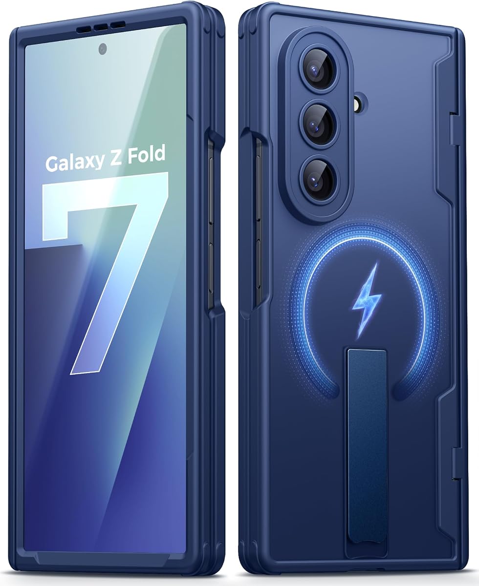 BXYJY for Samsung Galaxy Z Fold 7 Case with Stand, Hinge Protection, Blue