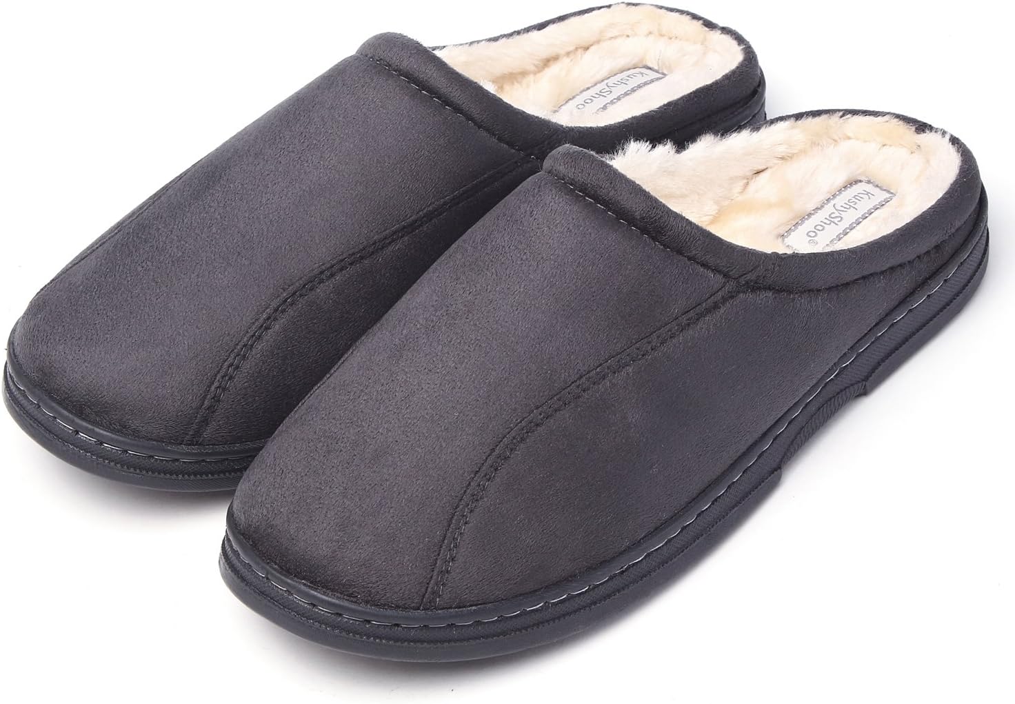 KushyShoo Mens Slippers, Indoor Outdoor Slipper for Men, Cozy Clog House Slippers, Grey, Size 13